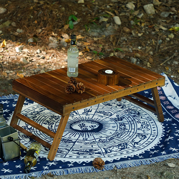 Oak Table For Camping With Foldable Legs Portable Folding Picnic Table