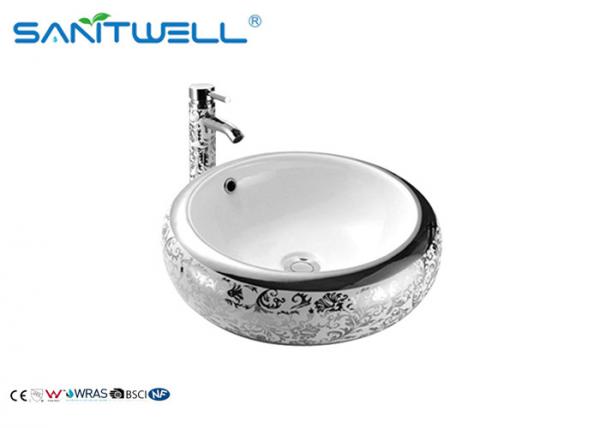Quality Sanitary Ware Countertop Ceramic Gold Bathroom Sinks With Faucet Hole for sale