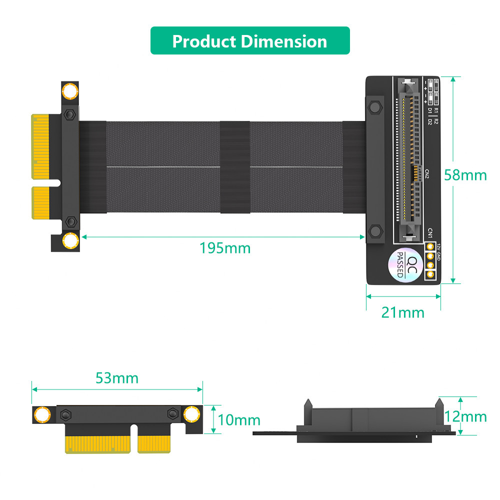SFF-8639 U.2 90° to PCI-E 3.0 4X Ribbon Extender Cable for and Fast Connectivity