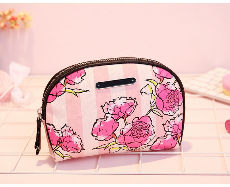 Beauty Make Up Flower Printing PU Leather Cosmetic Bag Set