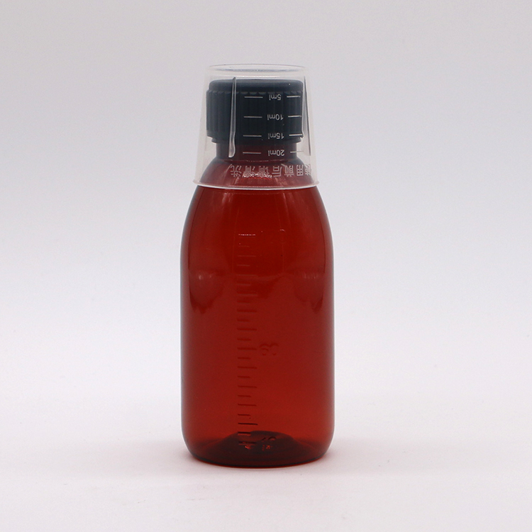 120mL Amber Oval Prescription Bottle Child Safety Cap PET Material for Maple Syrup