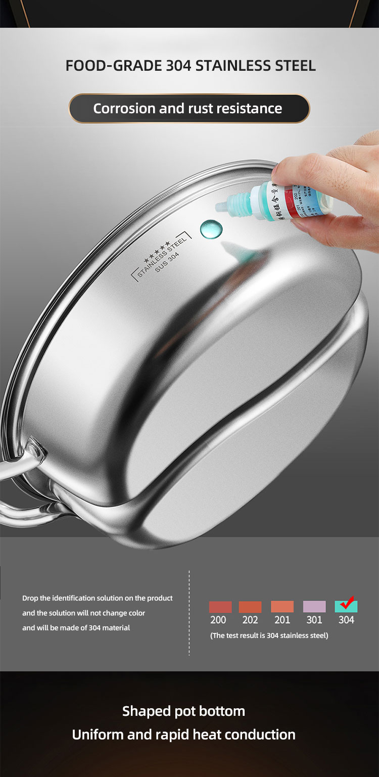 Hot Sale 28cm Induction Cooking Pot Cookware 304 Stainless Steel Hot Pot Soup Pot With Glass Lid