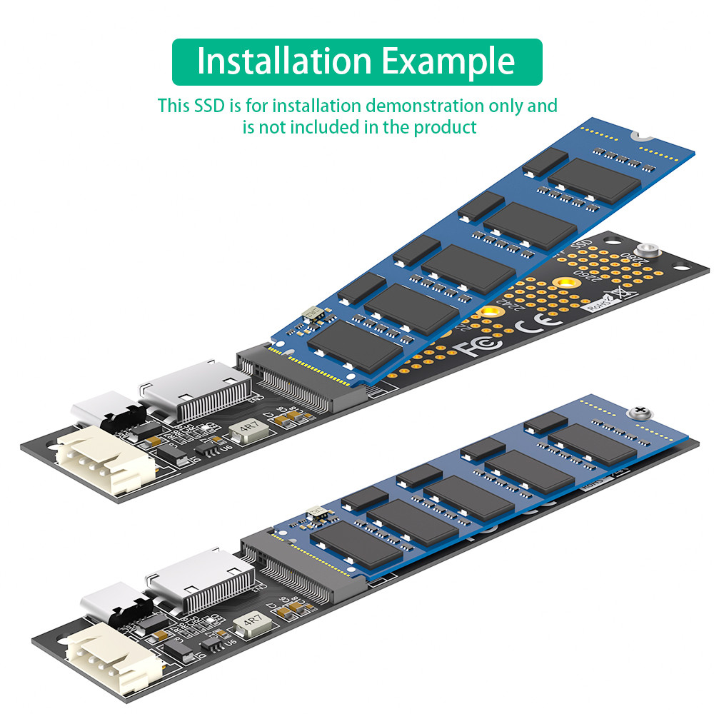 Oculink SFF-8611/SFF-8612 + SATA 15PIN Connector to M.2 NGFF Key-M 2230 2242 2260 2280 M2 NVME SSD Converter Adapter Card