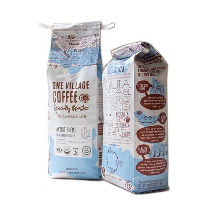 Custom Printed Stand Up Pouch Coffee Bag Flat Bottom Coffee Packaging Bag Pouch With Zipper