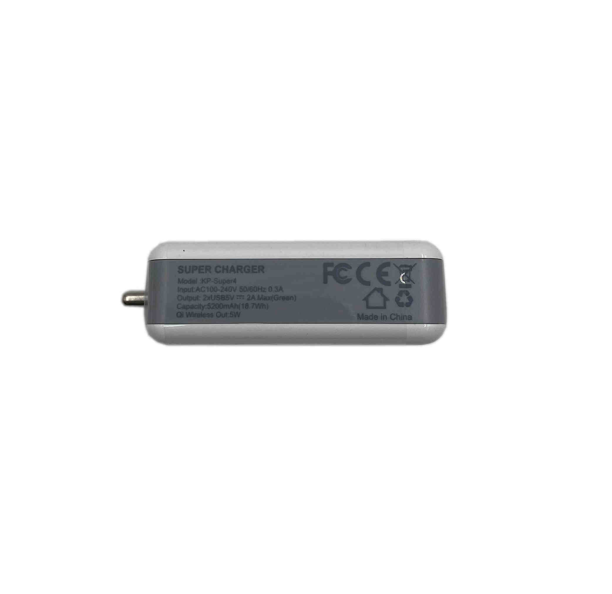 QI 5W 2 USB Port 5200mah Travel Charger Power Bank of India Plug
