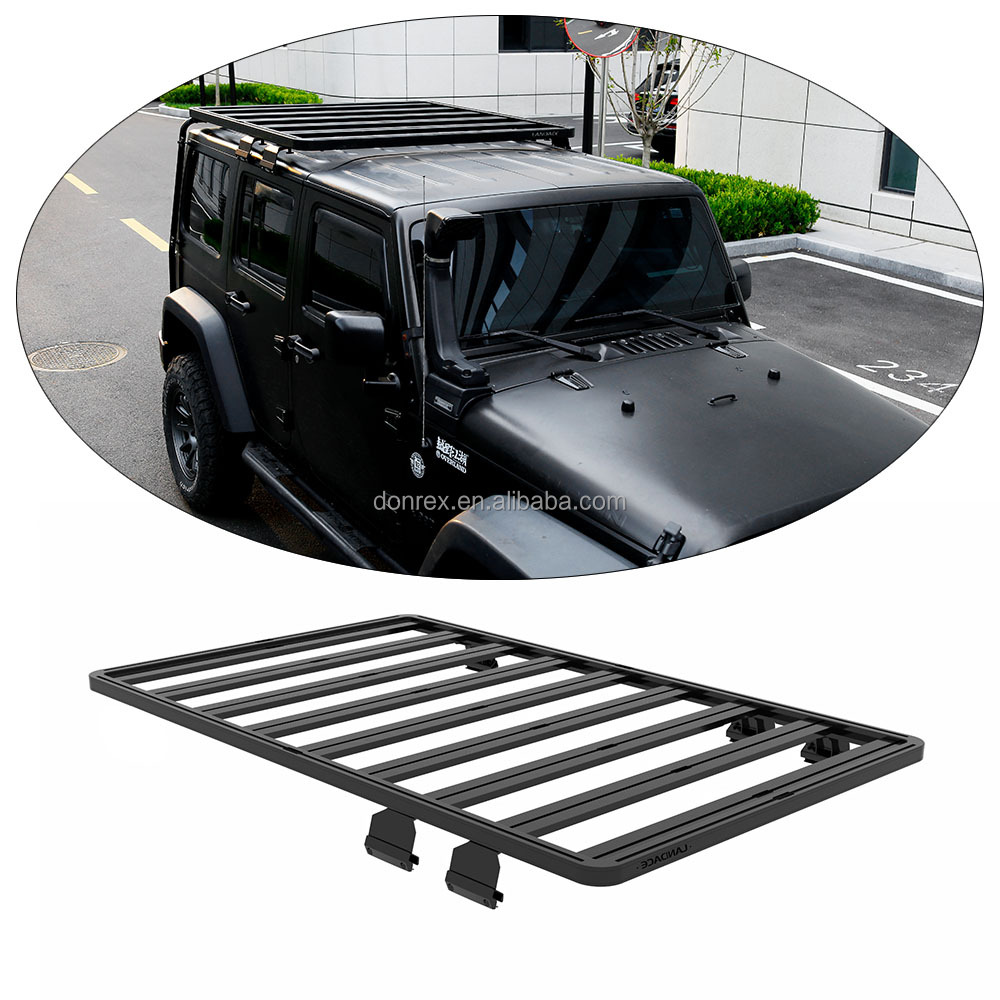 High- Black Powerder Coated Car Roof Luggage Rack for Jeep Wrangler Jk Aluminium Alloy