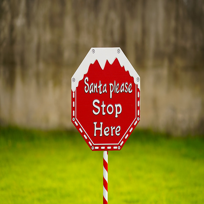 Metal Santa Stop Here Signs Multiple Metal Outdoor Christmas Decor