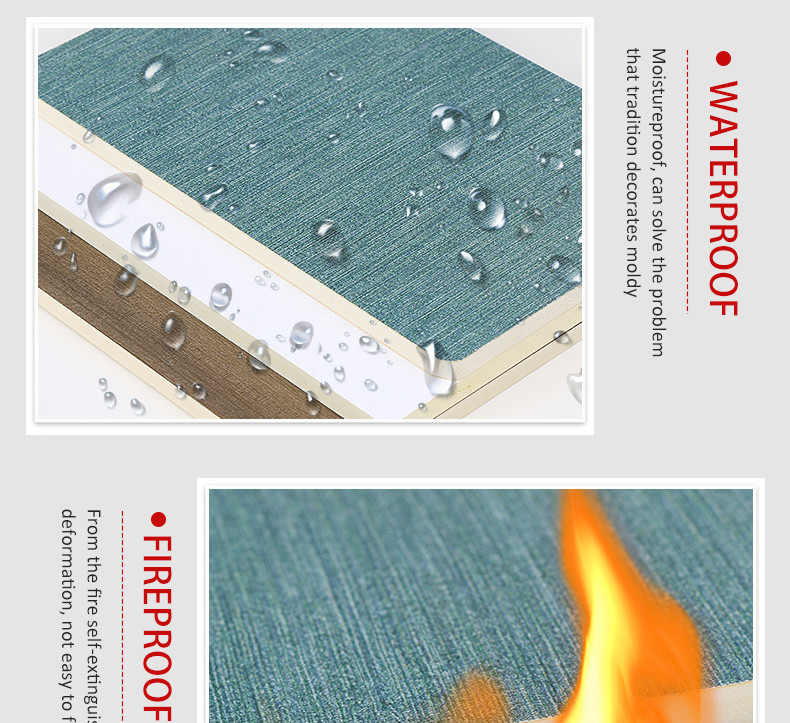 Interiors Homes 8mm Bamboo Charcoal Waterproof Fabric PVC Wall Panel