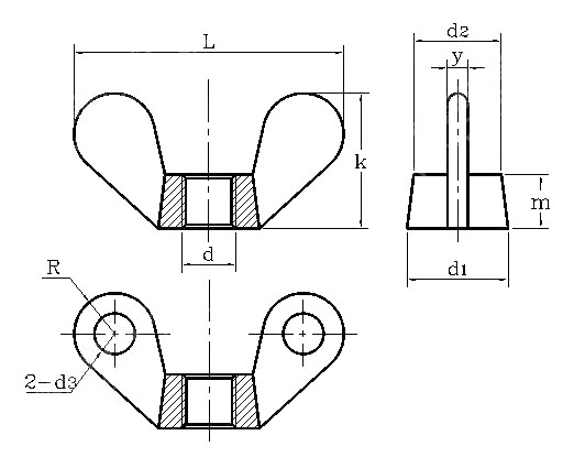 Stainless Steel 316 Plain Color M12 Wing Head Nut for Metal Buliding