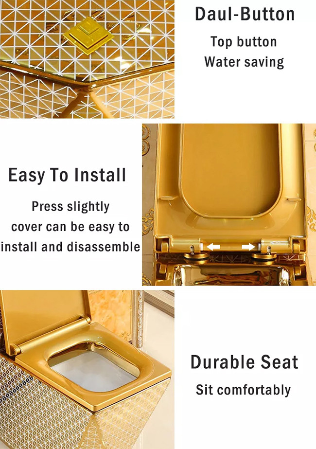 Siphon Flushing Bathroom Toilet Bowl , Diamond shape One Piece Western Toilet