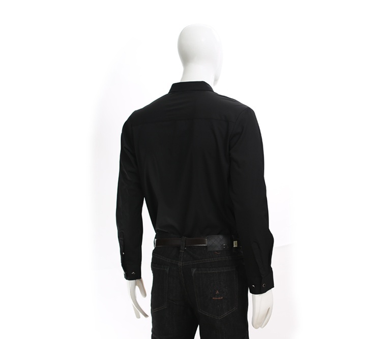 Long Sleeve Tuxedo Bamboo T Shirt For Formal Ocasion Autumn Solid Color