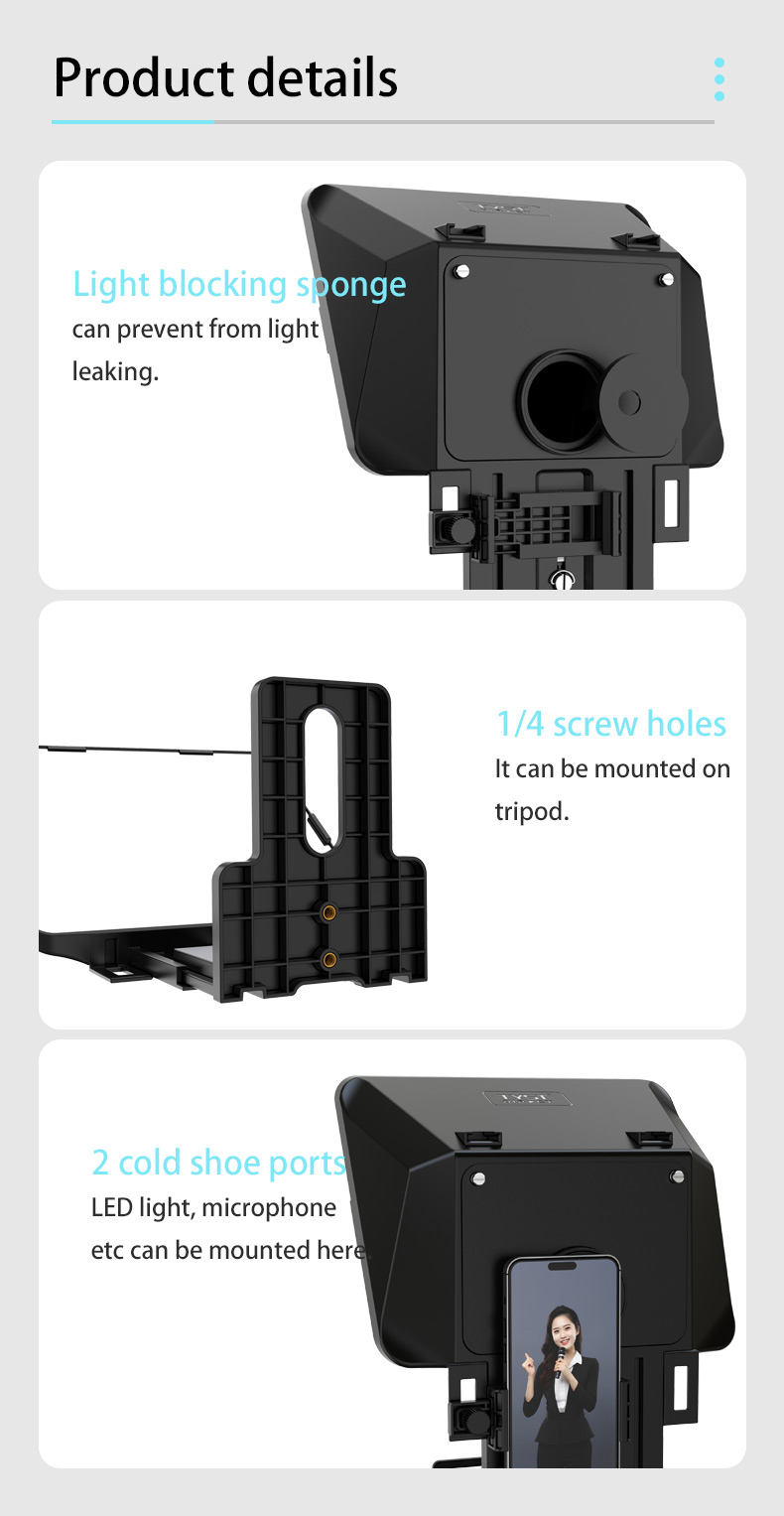 TYSTVideo Universal Mobile Phone Teleprompter for Tik Tok Live Lightweight and Portable
