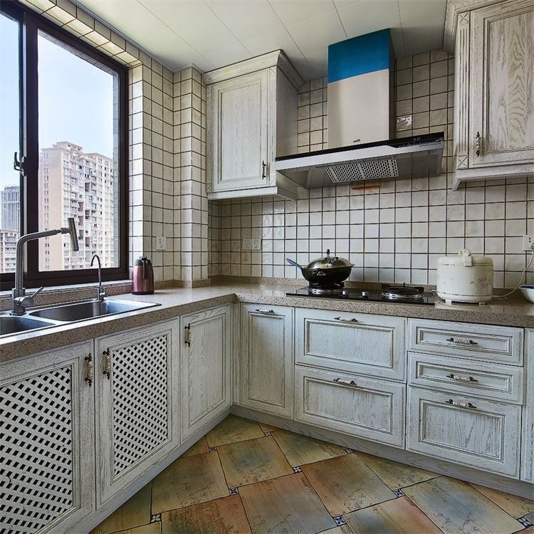 Luxury Wooden Quartz Stone Kitchen Countertop Cabinet Set OEM ODM Customized