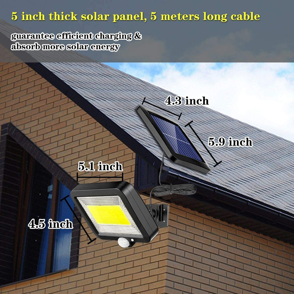 1.5W 180lm Solar Motion Sensor Wall Light 3.7V 1200mAh 100cob