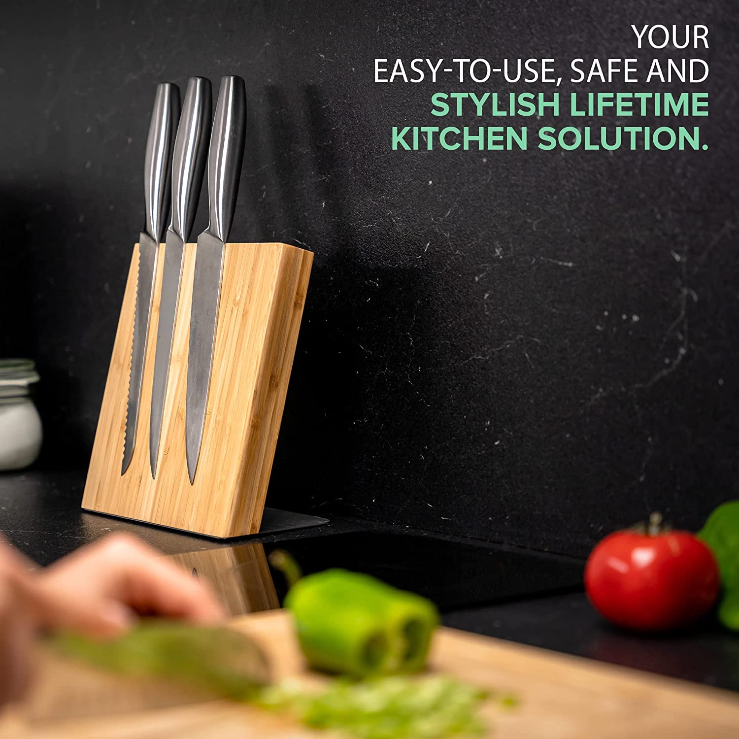 Accepted OEM ODM Bamboo Magnetic Stand Magnetic Knife Block for Cooking Utensils More