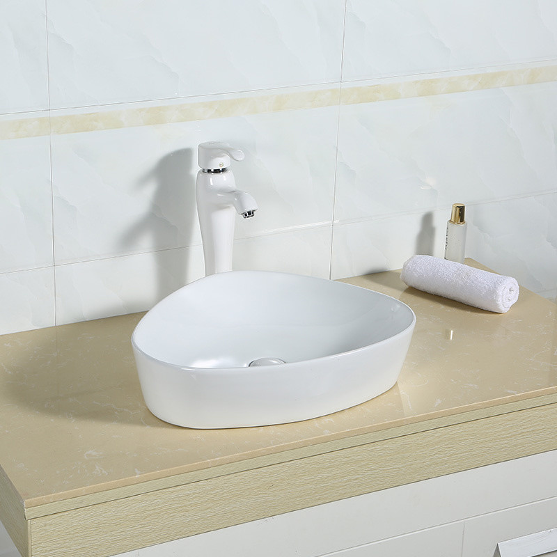Grey Color Acid Resistance Counter Top Wash Basin Smooth Ceramic Bathroom Sink