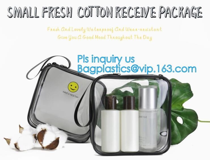 Bulk ladies travel pvc clear promotion make up bag, Toilet Towel Packaging Custom Clear Plastic PVC Travel Cosmetic Bag