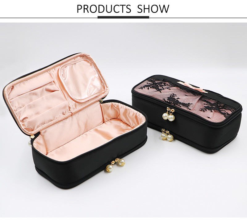 China Large Capacity Protable Travel PU Lace Cosmetic Tote Bag