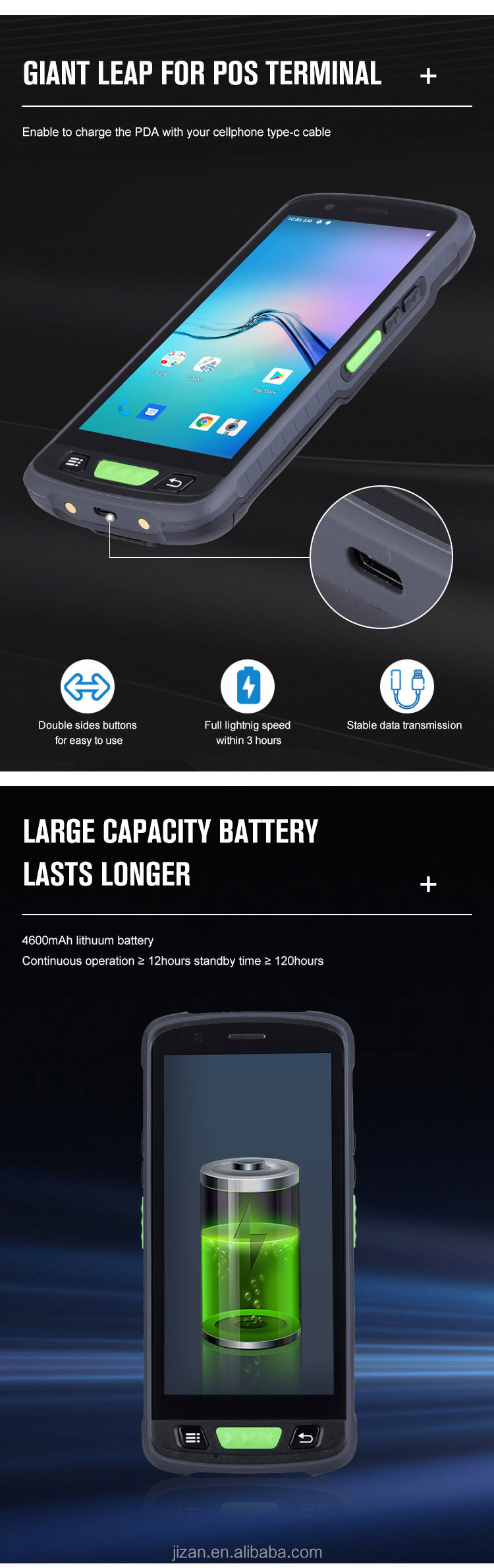 Octa Core NFC UHF Android Tablet with 1D 2D Wireless Barcode Scanner and 16MP Camera