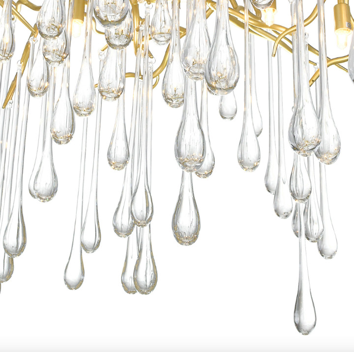 80 CRI Modern Crystal Chandelier Square Clear Glass Drop Chandelier