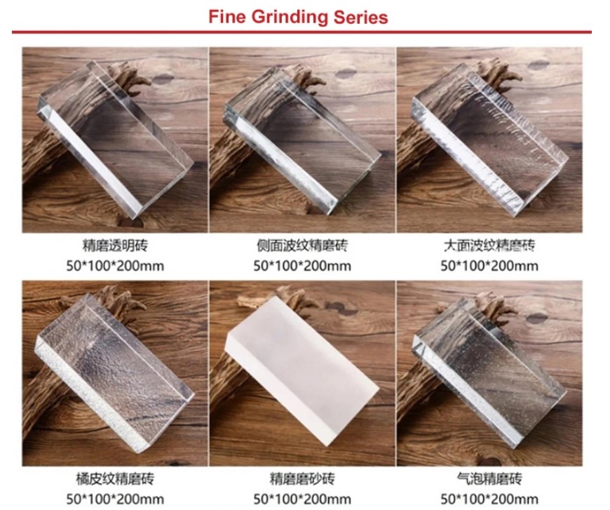 Clear Ice Textured Glass Bricks With Grooved Card Slots Customizable Color Crystal Glass Blocks