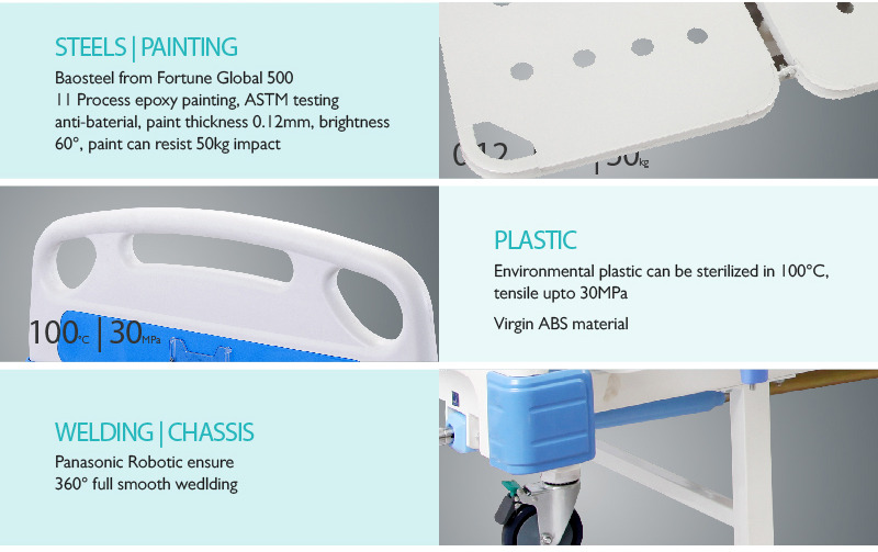 Metal 5 Functions Care Manual Bed For Medical Use