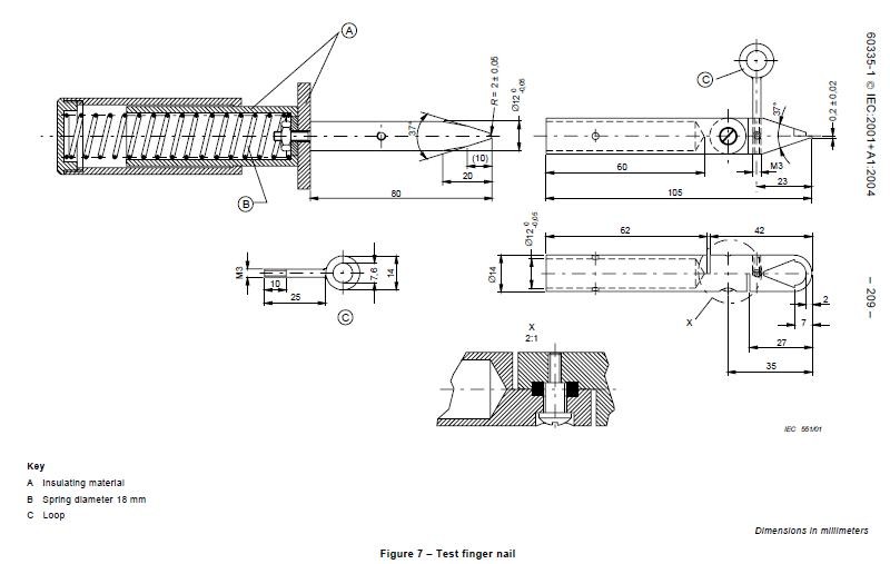 IEC 60335 Figure 7 Test Finger Nail Probe HT-I22