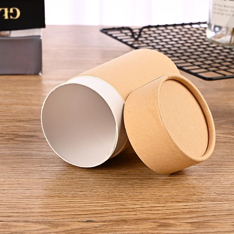 Recyclable Handmade Cylindrical Shape Food Grade Kraft Paper Round Tube Box for Tea/ Coffee/ Flower Gift Packaging
