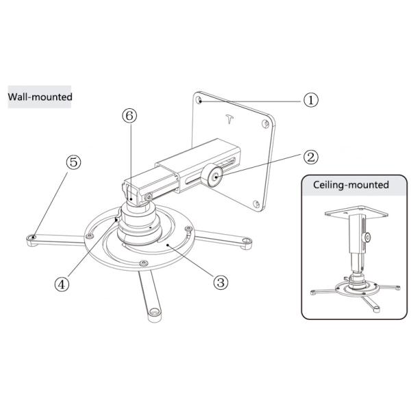 360 Degree Adjustable Projector Mount Aluminum Alloy Universal Projector Bracket Black