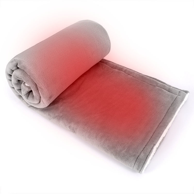 ODM Battery Powered Heated Blanket Soft Fleece Portable USB Power Heating Throw Grey