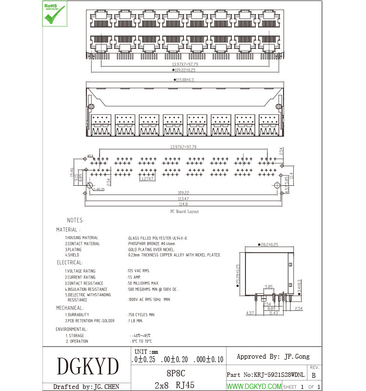 Shield 2X8 Port Stacked RJ45 Multiple Port Connectors Combo Dual Deck 16 Ports Ethernet Scoket