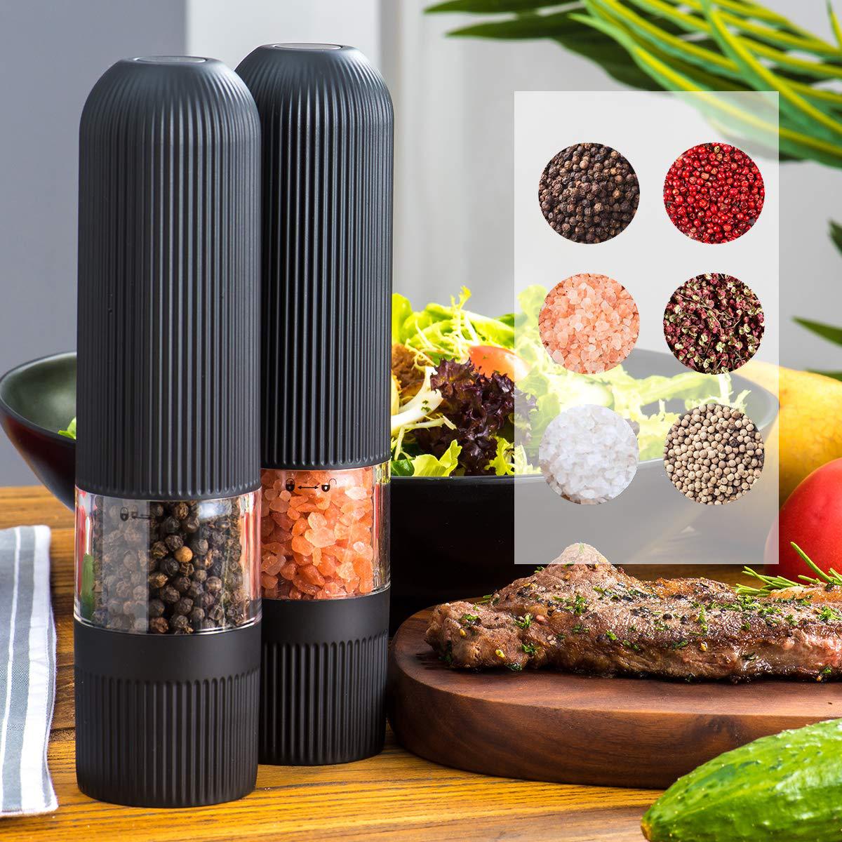 Electric Pepper Grinder Set Sustainable Ceramic Mills for Home and Solid Seasonings