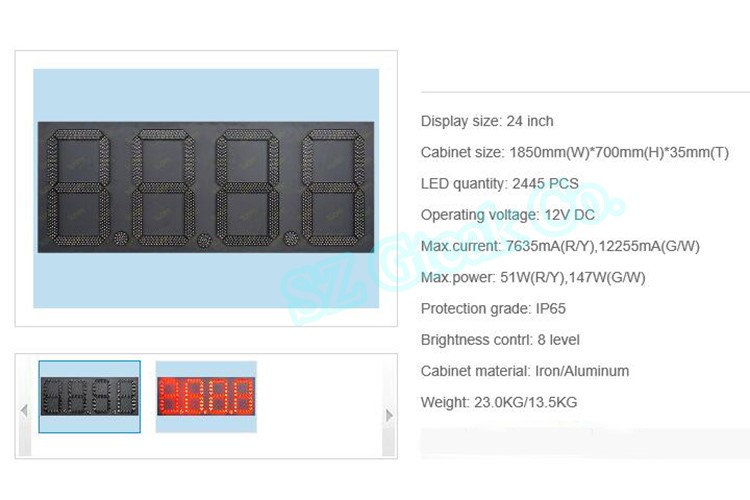 24'' big 7 segment display led module digits