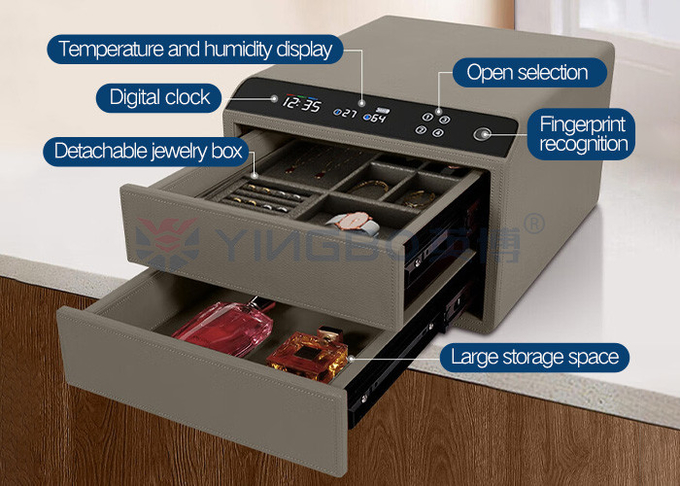 Fingerprint Recognition Steel Luxury Secure Jewelry Box Auto Open Jewelry Security Box