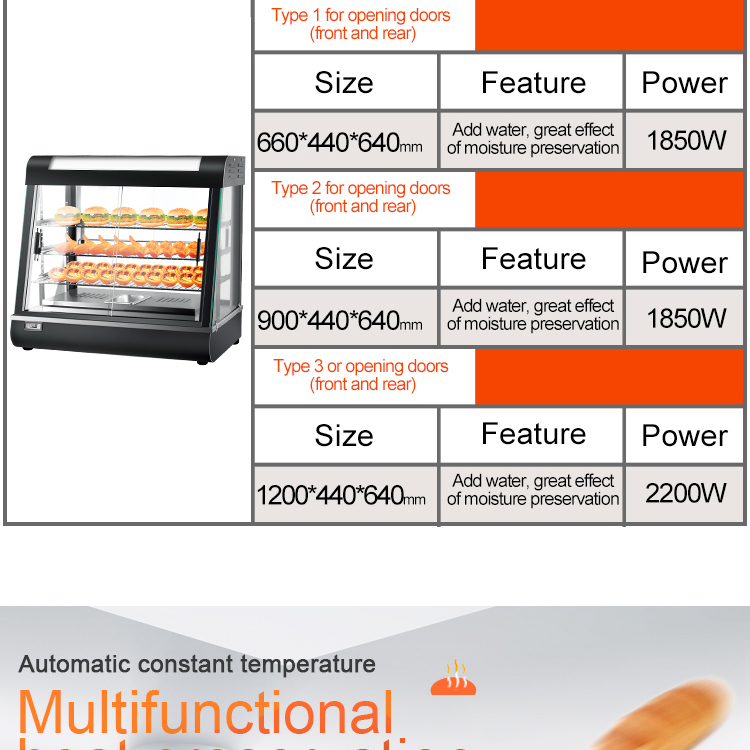 Commercial Restaurant Food Display Warmer Showcase in Black 51kg Weight
