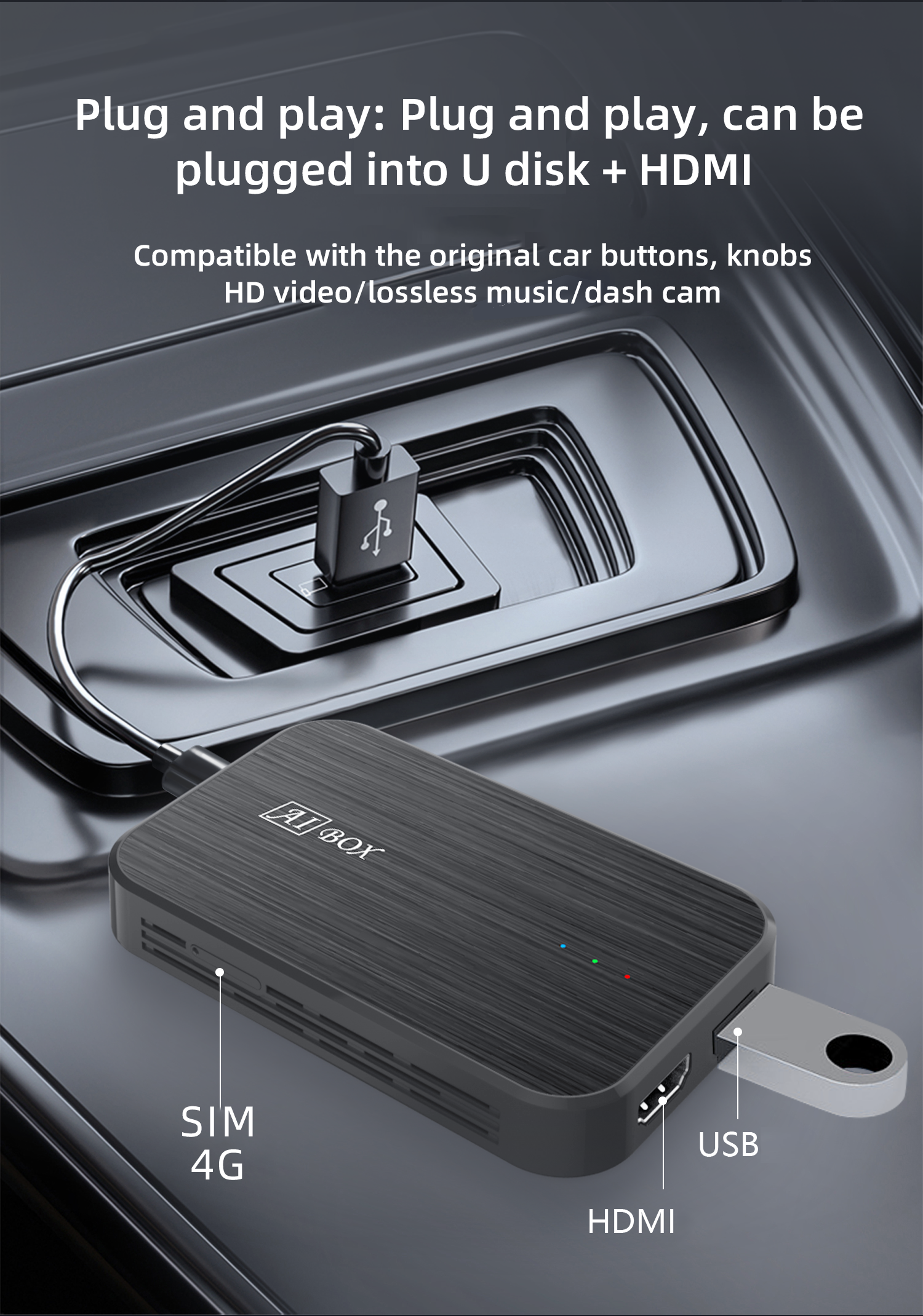 Wireless Android Auto and Apple Carplay Media Box with Other Design Style Portable