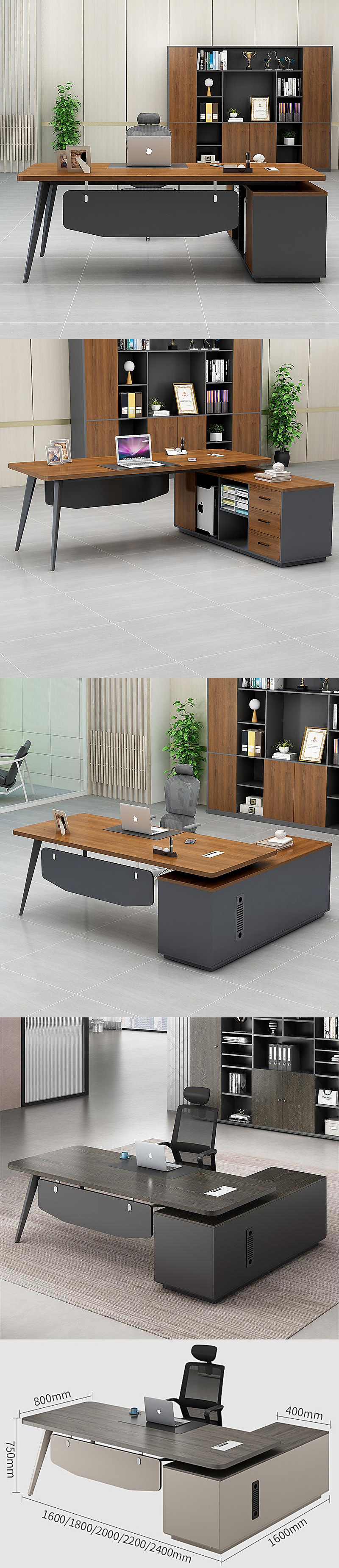 Wooden Computer Office Desk L1600/1800*D1600*H750mm Must-Have for Home Workstation