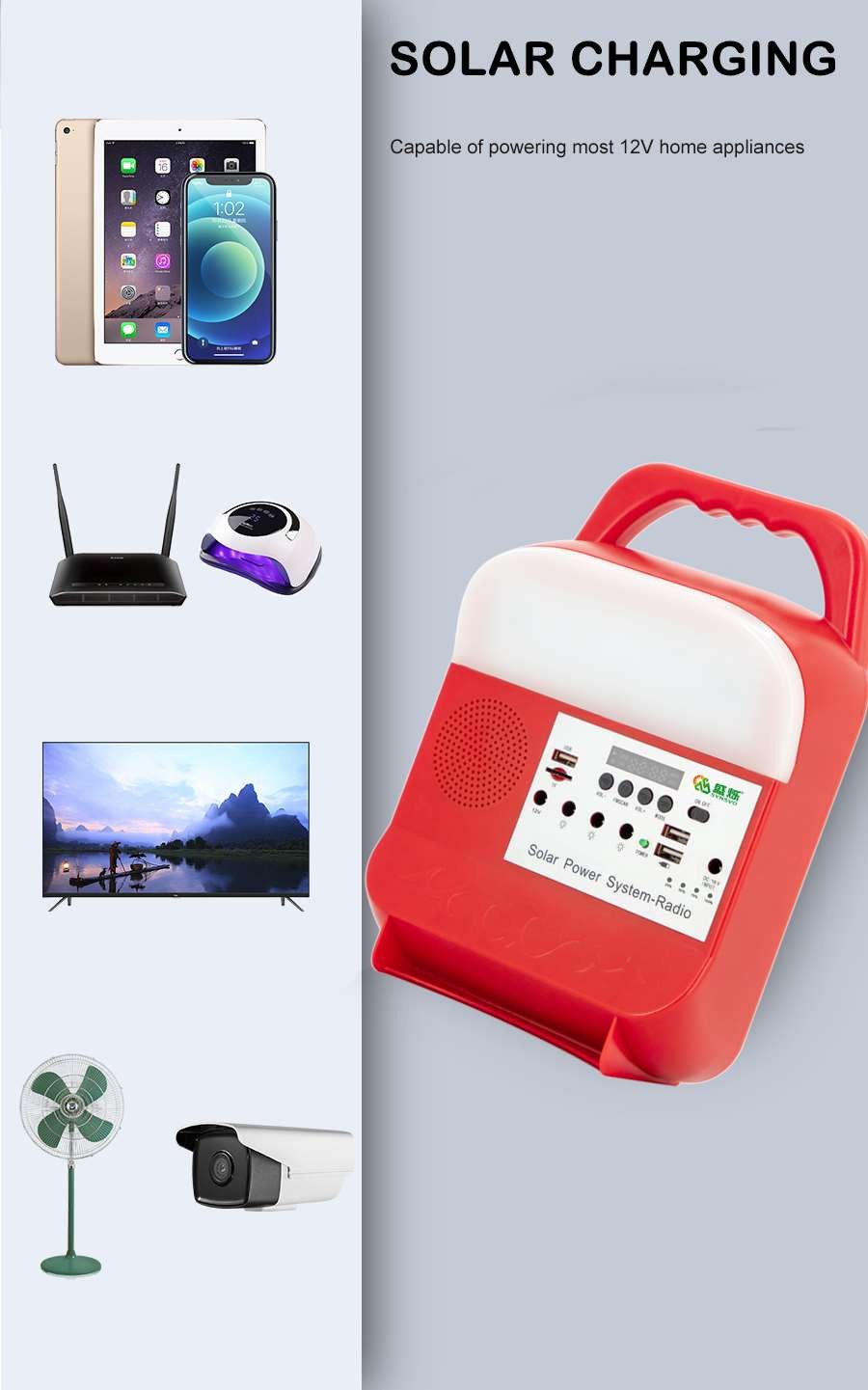 Multifunctional Portable Solar Emergency Lighting Radio Power Supply System SRE-688