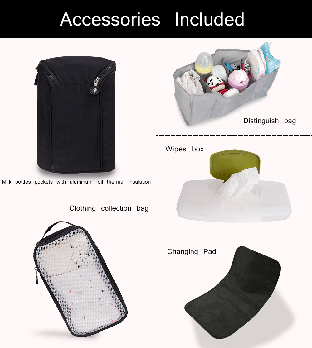 20L Solid Waterproof Diaper Mummy Maternity Nappy Bag 31*20*40cm