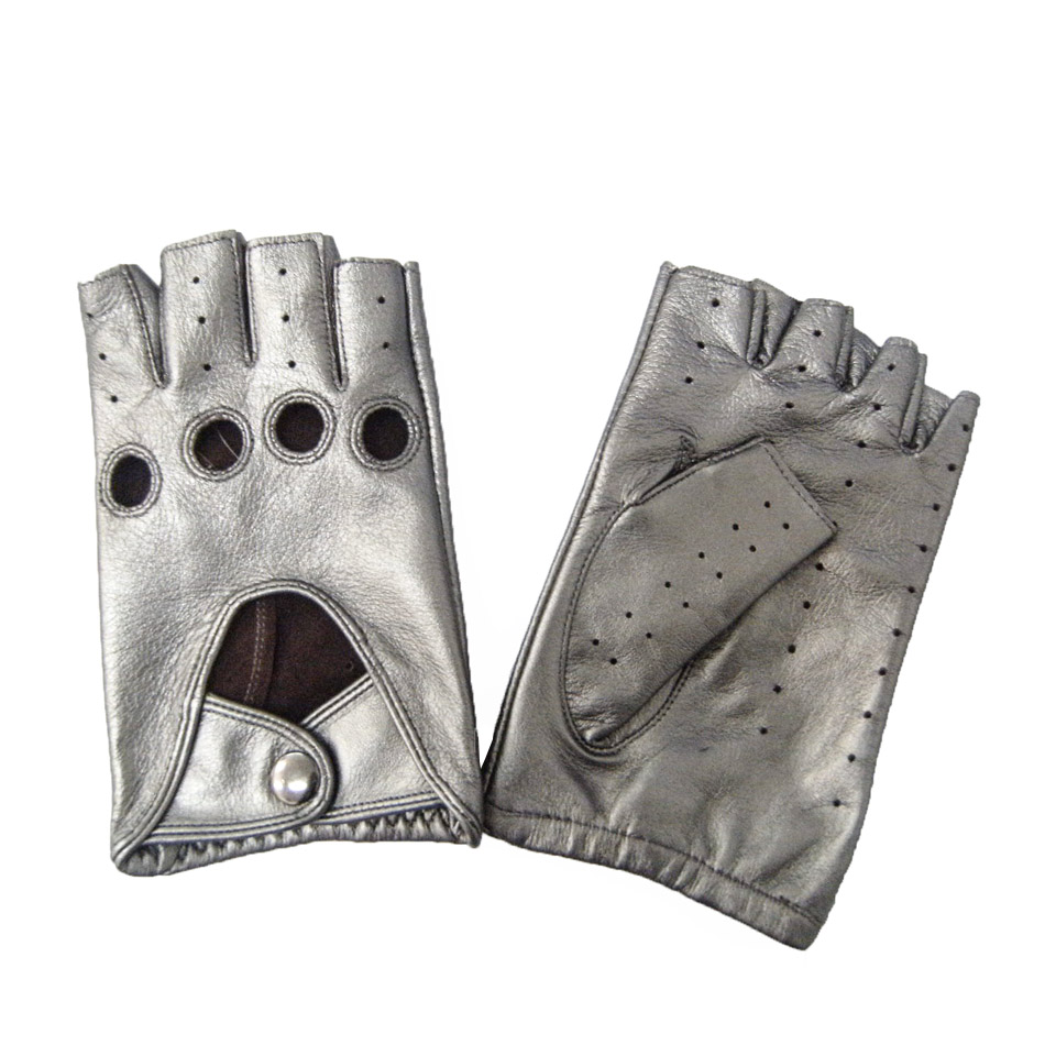 Sheepskin Mens Fingerless Driving Gloves , Fingerless Leather Gloves Customized Size