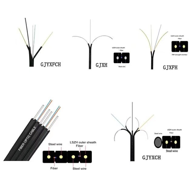 2 Core Indoor FTTH GJXH-2B6 Drop Cable G657A2 LSZH PVC Jacket