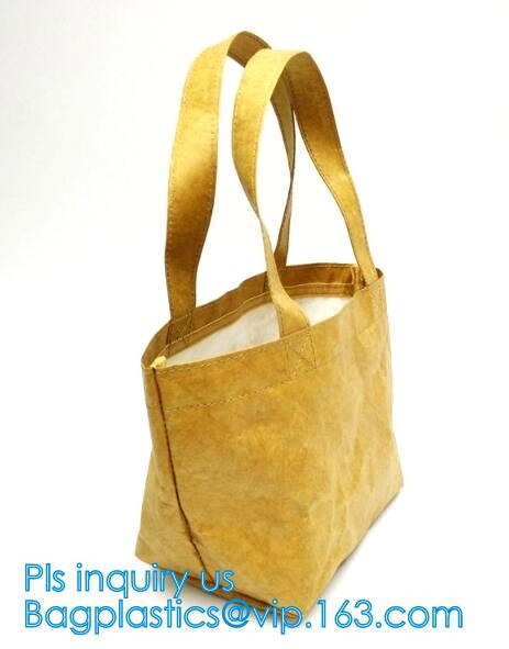 Cheap Lightweight Cheap Brown Custom Made Print Logo Water-proof Tyvek Paper Tote Shopping Bageco reusable promotion gif