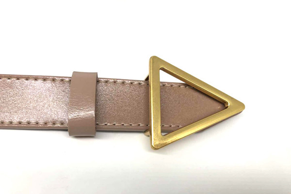 Simple Gold Slide Triangle Buckle 2.8cm Real Leather Belt