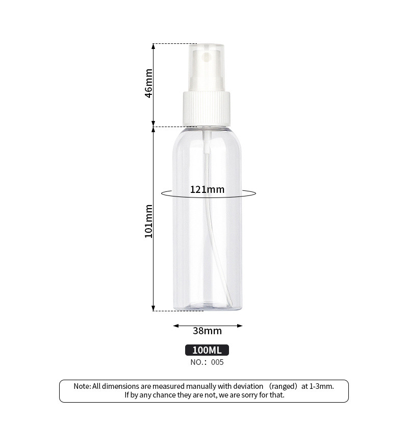 100 Ml Small Cosmetic Spray Bottles Refillable PET Material Transparent Empty