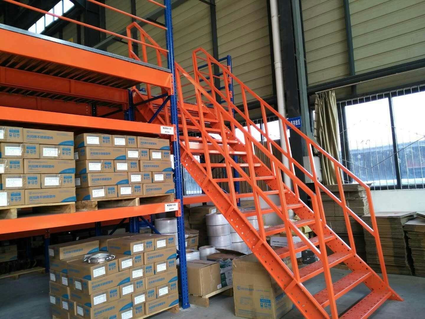 Integrated Stationary Warehouse Storage Racking System Mezzanine Platform with Steel Stair