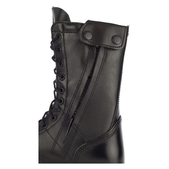 10" Side Zipper Ceremonial High Military Combat Boots Full Grain Leather