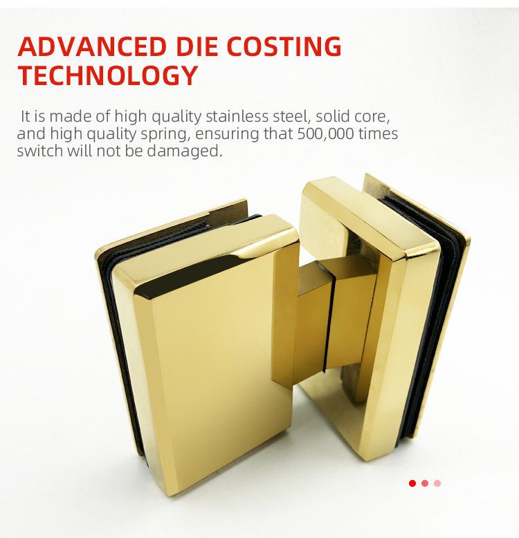 Acrylic Tray 180 Degree Gold Shower Hinge for Double Side Glass to Glass Benefit