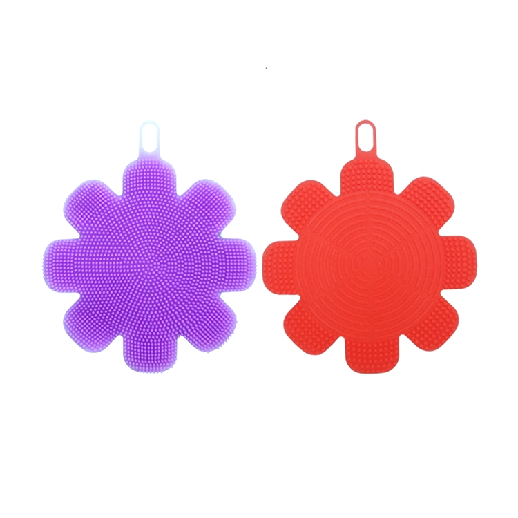 Fancy reusable high quality silicone cleaning pad plum blossom brush soft cleaning tool kitchen tool customized silicone brush