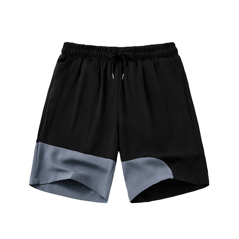 Men Loose Quick Drying Cropped Beach Pants Casual Solid Color Splicing