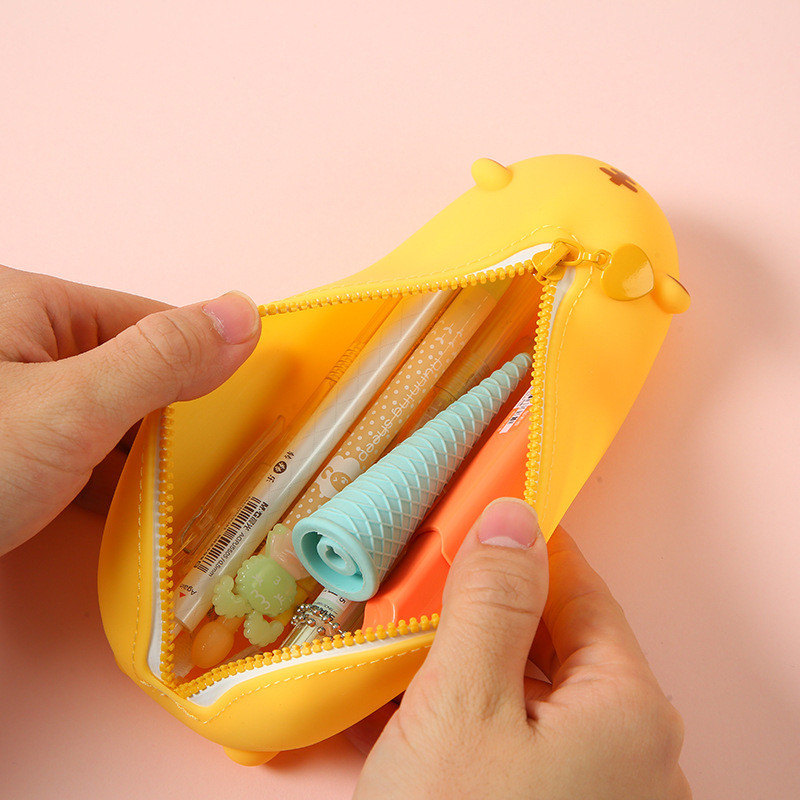 Pig Silicone Cartoon Pencil Box For Boys And Girls Stationery Case Pencil Pouch Makeup Bag School Supplies For Kids